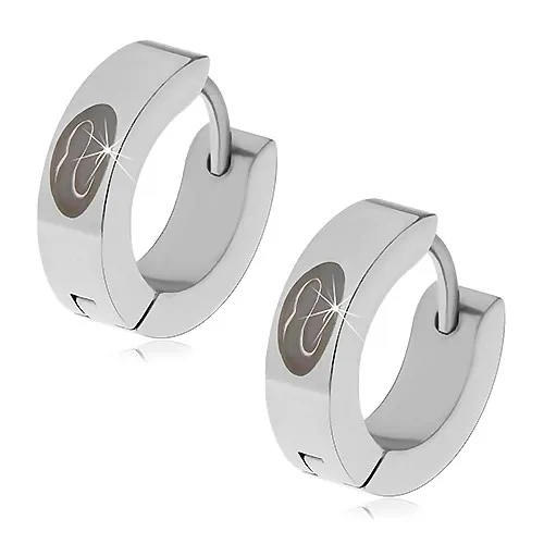 Ocelové náušnice s kloubovým zapínáním, zvlněný had v černém oválu