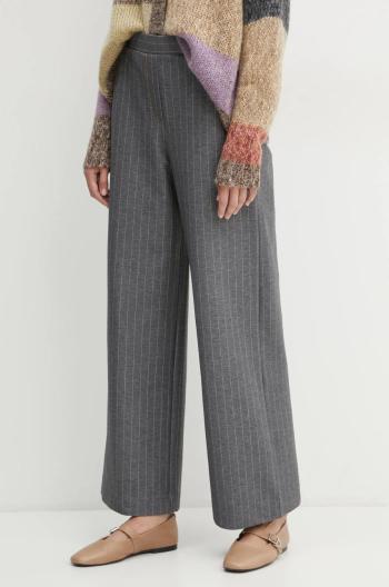 Kalhoty Max Mara Leisure dámské, šedá barva, jednoduché, high waist, 2426786108600