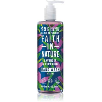 Faith In Nature Lavender & Geranium přírodní tekuté mýdlo na ruce s vůní levandule 400 ml