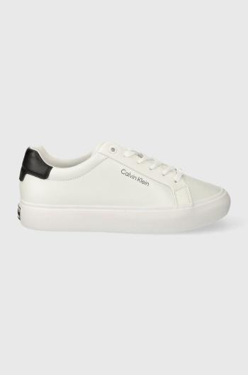 Sneakers boty Calvin Klein VULCANIZED LACE UP LTH bílá barva, HW0HW02037