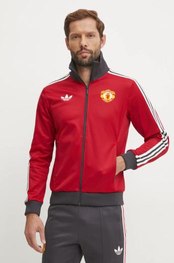 Mikina adidas Originals Manchester United pánská, červená barva, vzorovaná, IY0055