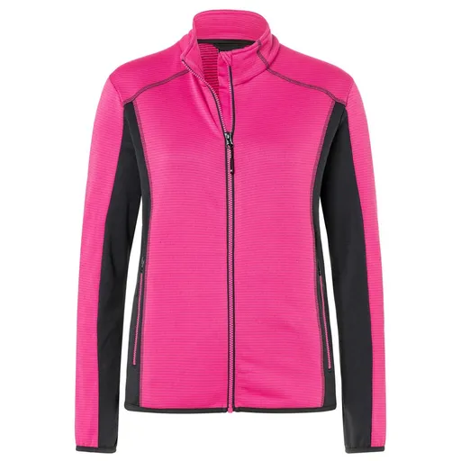 James & Nicholson (Daiber) Dámská strečová fleecová mikina JN783 - Růžová / tmavě šedá | XS