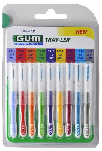 G.U.M. Trav-Ler mezizubní kartáčky 0,6 mm + 0,8 mm + 0,9 mm + 1,1 mm + 1,2 mm + 1,3 mm + 1,4 mm + 1,6 mm + 2,0 mm 9 ks