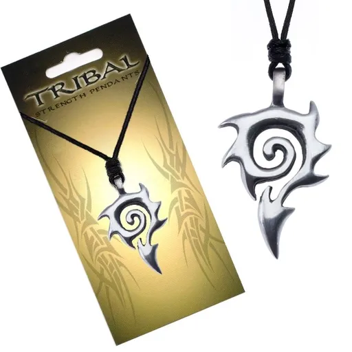 Šňůrkový náhrdelník, TRIBAL přívěsek se spirálou