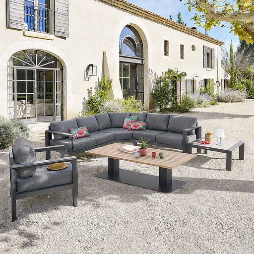 DEOKORK Hliníková rohová sestava VANCOUVER pro 6 osob (antracit)