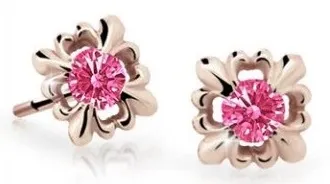 Cutie Jewellery Roztomilé dětské náušnice z růžového zlata C2212-30-X-4 fuchsiová