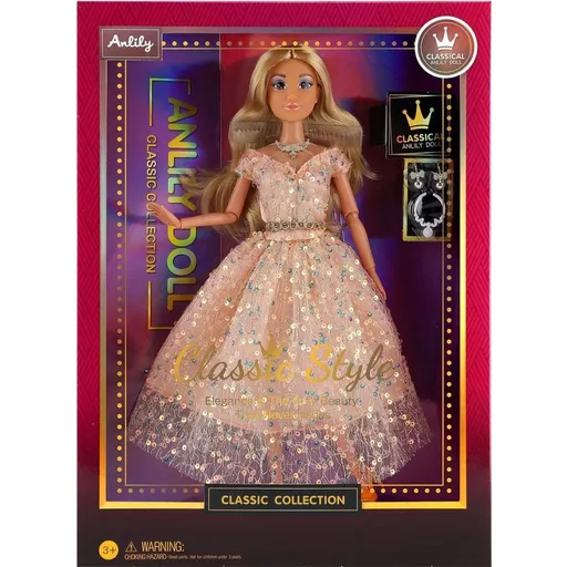 Módní panenka ve společenských šatech - třpytivé