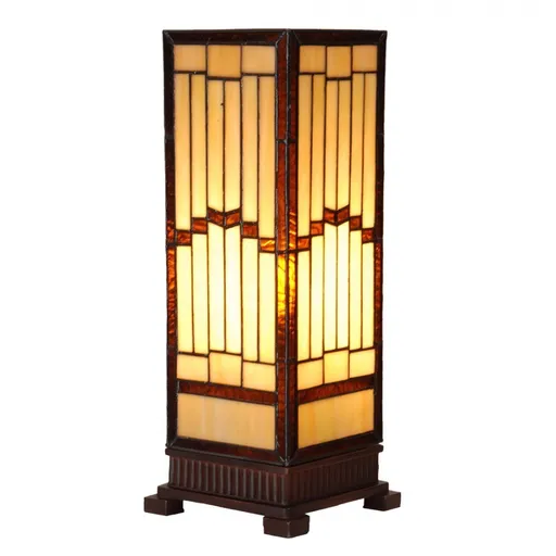 Béžovo-hnědá stolní tiffany lampa Laetitia - 17*17*44 cm E27/ma* 1*40W Clayre & Eef