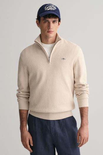 SVETR GANT STRUCTURED COTTON HALF ZIP SOFT OAT