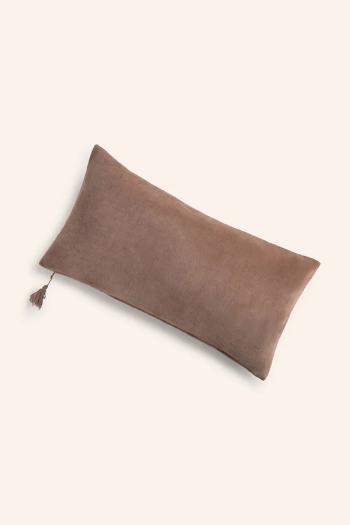 Calma House dekoratív pamut párnahuzat Velour 30 x 60 cm barna