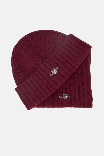 SET ČEPICE A ŠÁLA GANT BEANIE SNOOD GIFT SET WINE RED