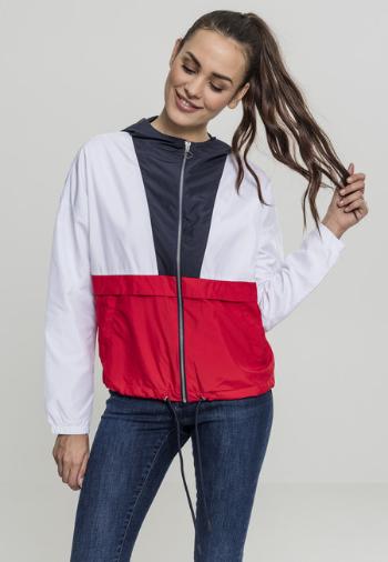 Urban Classics Ladies 3-Tone Oversize Windbreaker navy/white/fire red - L