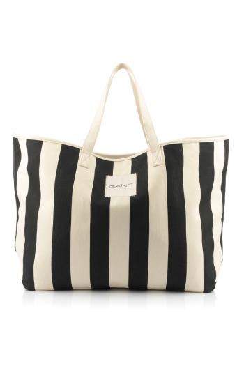 TAŠKA GANT STRIPED CANVAS BEACH BAG BLACK