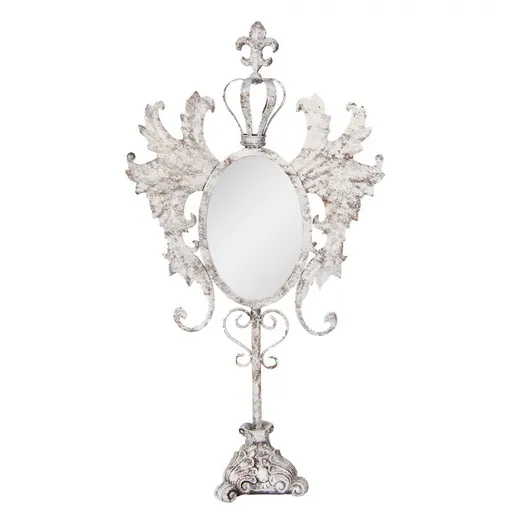 Antik kovové béžové stolní zrcadlo Clothilde - 37*14*68 cm Clayre & Eef