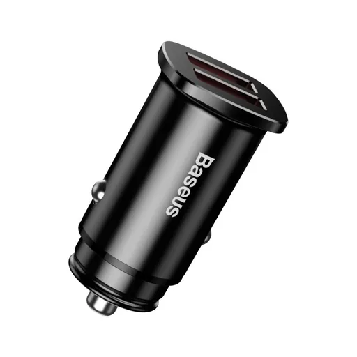Baseus Square Metal duální adaptér do automobilu USB 30W QC3.0 SCP AFC, černá