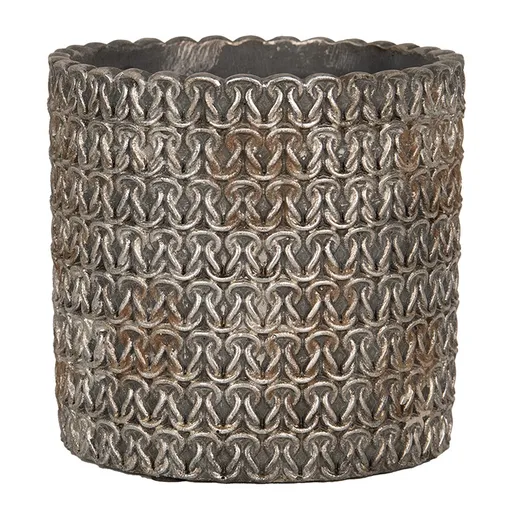 Šedý cementový obal na květináč s drátěnými oky L - Ø 18*17 cm Clayre & Eef