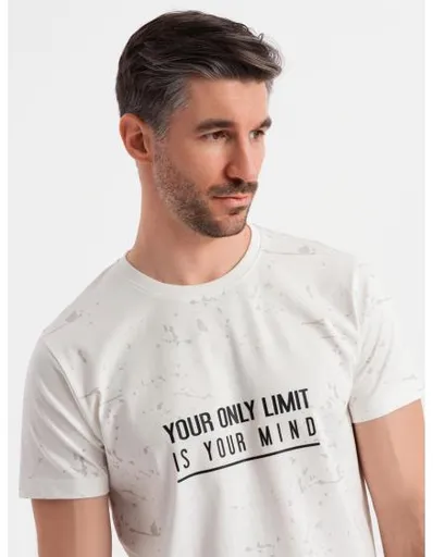 Pánské tričko s potiskem a kulatým výstřihem - bílé V1 OM-TSFP-0187