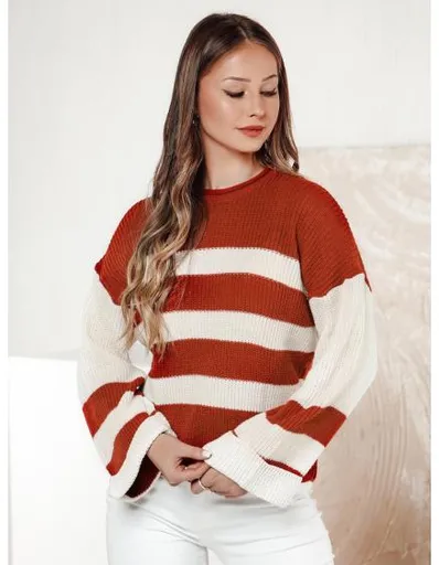 Dámský svetr LINEZZA béžový a bílý