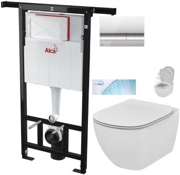 ALCADRAIN Jádromodul předstěnový instalační systém s chromovým tlačítkem M1721 + WC Ideal Standard Tesi se sedátkem SoftClose, AquaBlade  AM102/1120 M1721 TE1