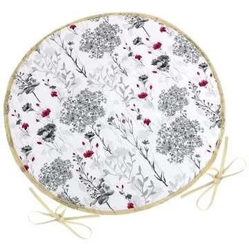 BELLATEX Sedák DITA 79/405 - kulatý, hladký, prům.40cm, šedé větvičky (9534)