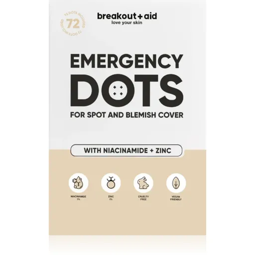 breakout + aid Emergency Dots For Spots and Blemishes lokální péče proti akné s niacinamidem a zinkem 72 ks