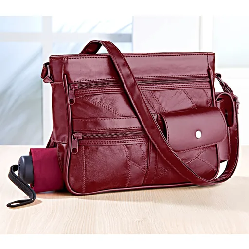 Kožená kabelka Patchwork, bordó