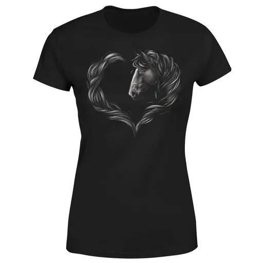 Tričko Horse heart black (Velikost: 2XL, Typ: pro ženy, Barva trička: Černá)