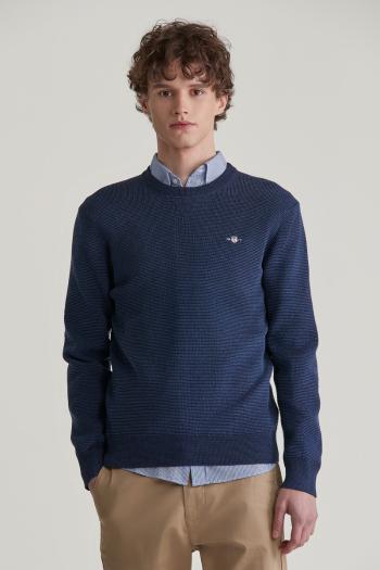 SVETR GANT 2-TONE TEXTURED C-NECK MARINE MELANGE