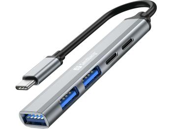 Sandberg USB-C to 3xUSB-A+2xUSB-C SAVER Silver 336-50