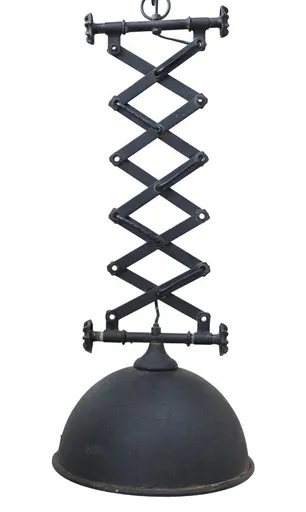 Industriální černé antik kovové závěsné světlo Factory - Ø 32*55-72 cm / E27 Chic Antique