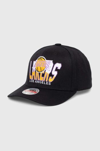 Čepice s vlněnou směsí Mitchell&Ness NBA LOS ANGELES LAKERS černá barva, s aplikací