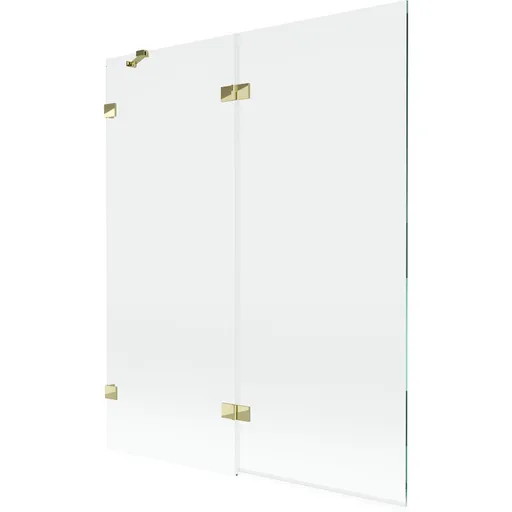 MEXEN/S Lunar vanová zástěna 2-křídlová levá 140 x 150, transparent, zlatá 897-140-100-50-00-L