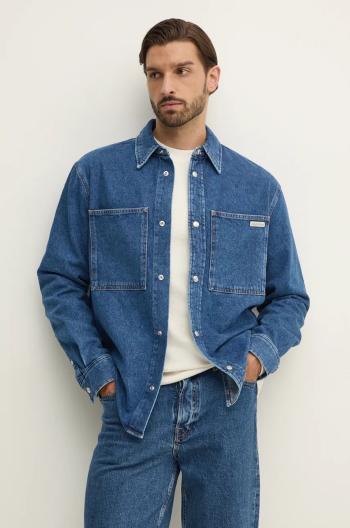 Džínová košile Calvin Klein Jeans pánská, hnědá barva, regular, s klasickým límcem, J30J326836