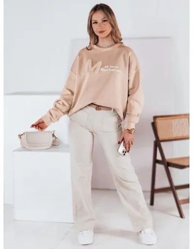 Dámská mikina AVENUE, jedna velikost, oversize, béžová