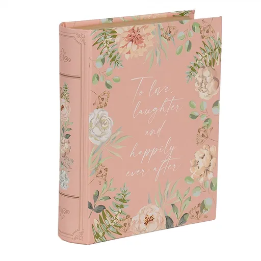 Růžový úložný box s květy ve tvaru knihy Book Van - 17*14*5 cm 66018