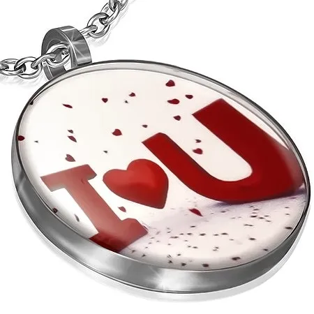 Kruhový přívěsek s vyznáním lásky a glazurou