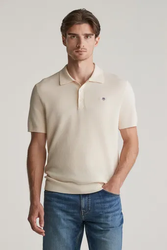 SVETR GANT MICRO TEXTURED COTTON SS POLO CREAM