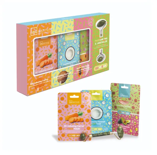 IDC Institute Go Vegan Nefritový váleček 1 ks + Pleťové masky 3 ks sada