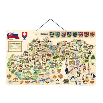 Woody Magnetická mapa Slovenska s obrázky a společenská hra 3v1 (8591864912339)