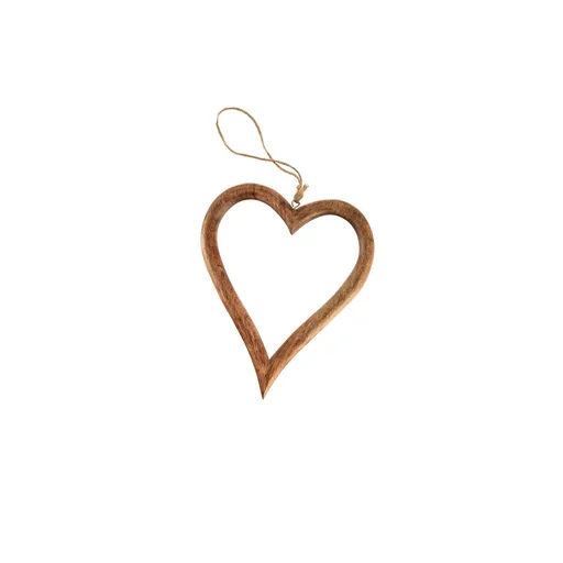 InDecor Závěsné srdce z mangového dřeva, 13 x 2 x 15 cm, S