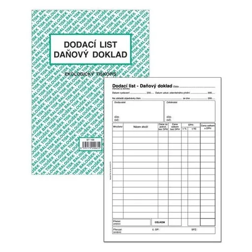 Tiskopis Dodací list A5 50 listů BALOUŠEK