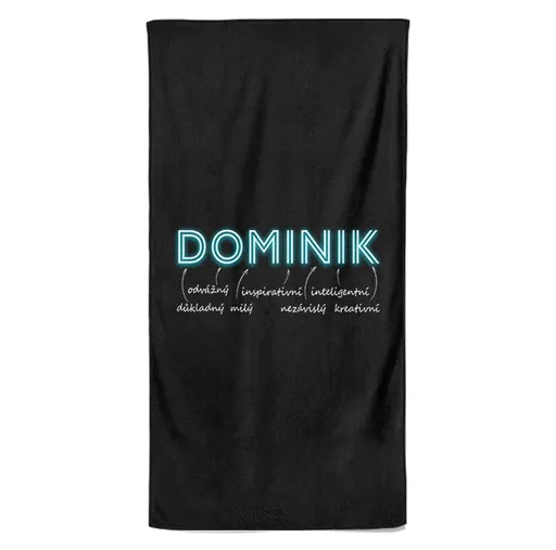 Osuška Mužská jména – NEON (Jméno: Dominik, Velikost osušky: 100x170cm)