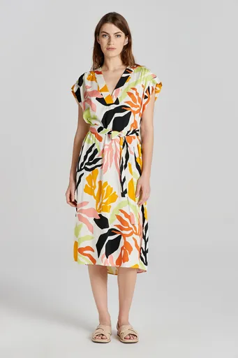 ŠATY GANT REL PALM PRINT SS DRESS MEDAL YELLOW