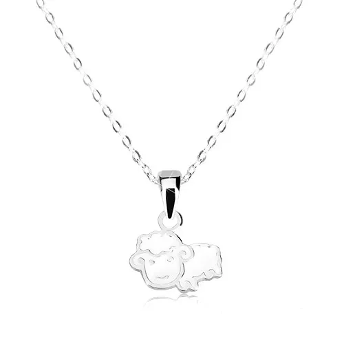 Náhrdelník ze stříbra 925 - ovečka s bílou glazurou, blýskavý řetízek