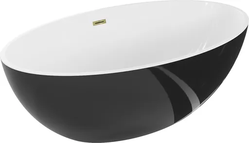 MEXEN/S Nike volně stojící vana 175 x 100, bílá/černá, sifon a přepad zlatá 54071751075-50