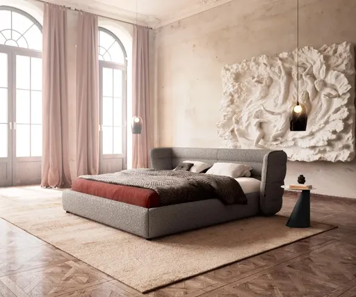 Čalouněná postel Simea 180x200 cm bouclé stříbrně šedá