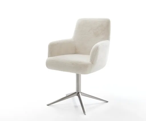 Jídelní židle Heira-Flex s područkami plyšový manšestr krémová