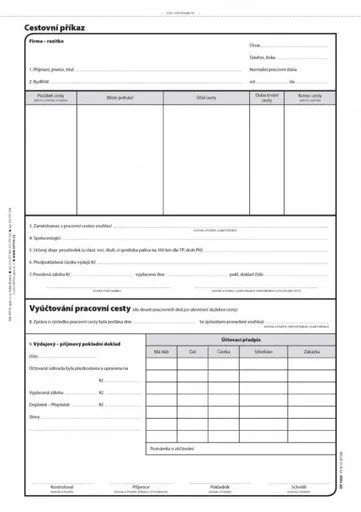 Tiskopis Cestovní příkaz A4 100 listů OPTYS