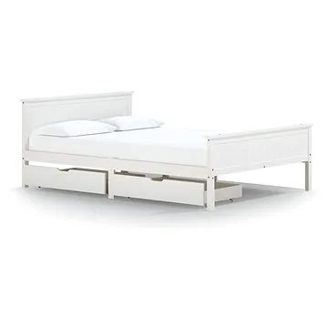 Rám postele se 2 zásuvkami bílý masivní borovice 160 × 200 cm, 3060512 (3060512)