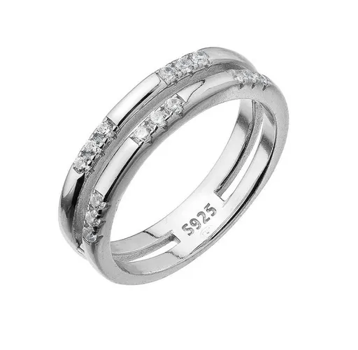 Evolution Group - Pavona Dvojitý stříbrný prsten se zirkony 15018.1 crystal 52 mm